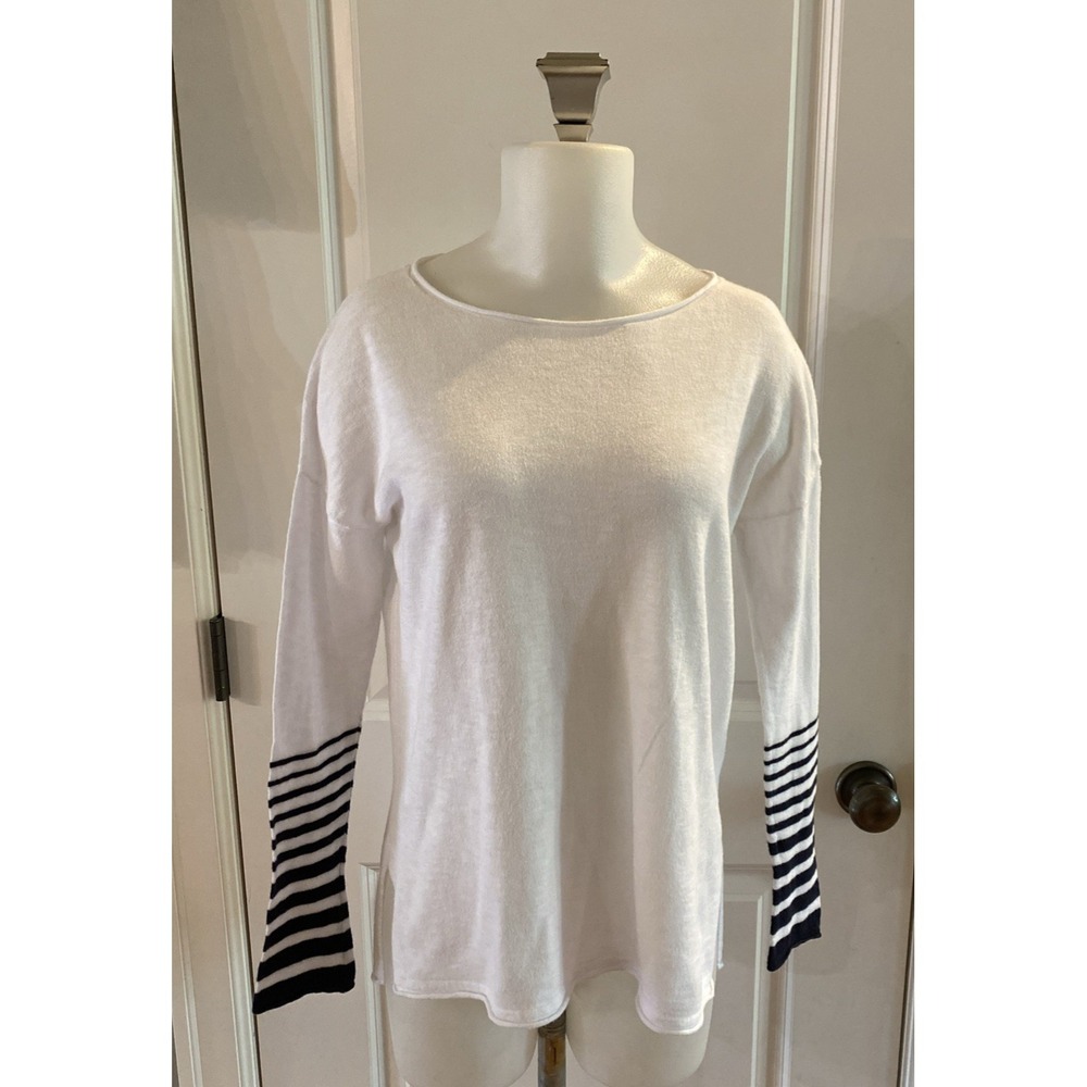 Vince Long Sleeve Cotton Pullover Sweater Size Small Stripes Black‎ White